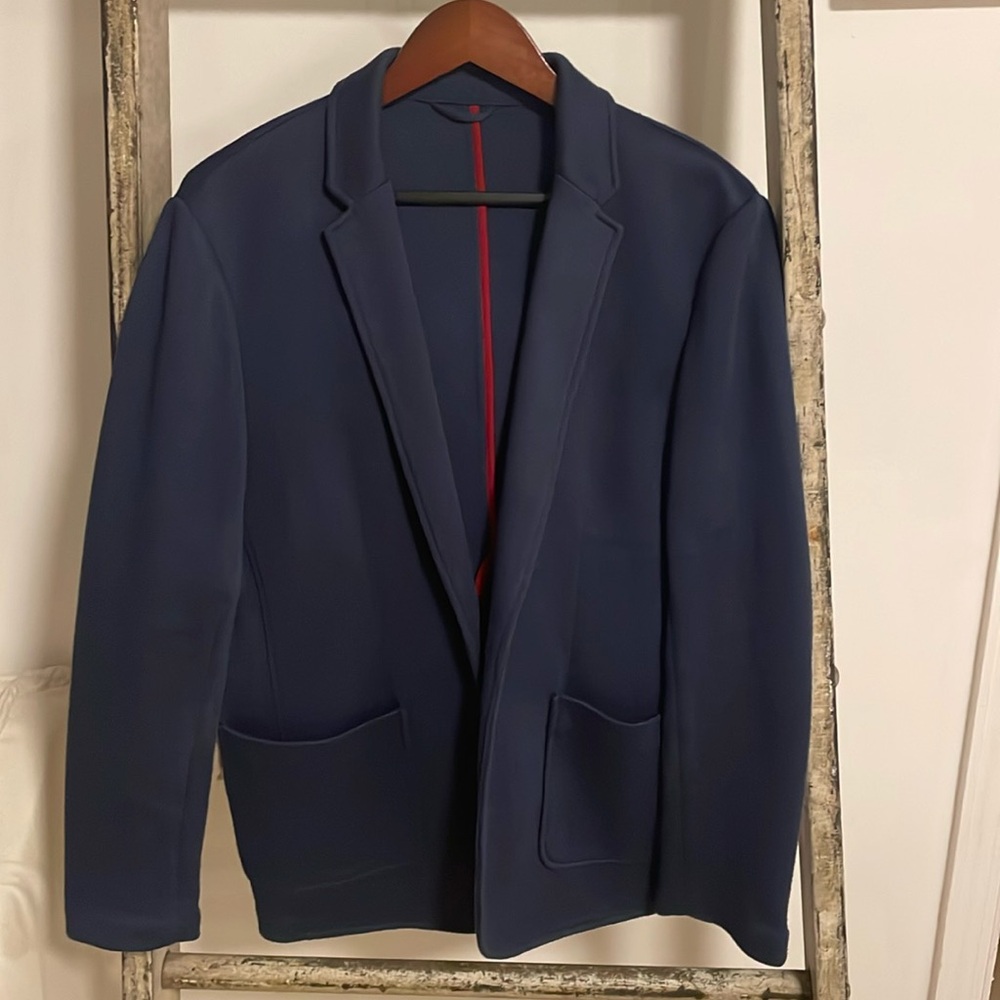 Marine Layer Declan Sweatshirt One Button Blazer In Navy Blue Size 40
